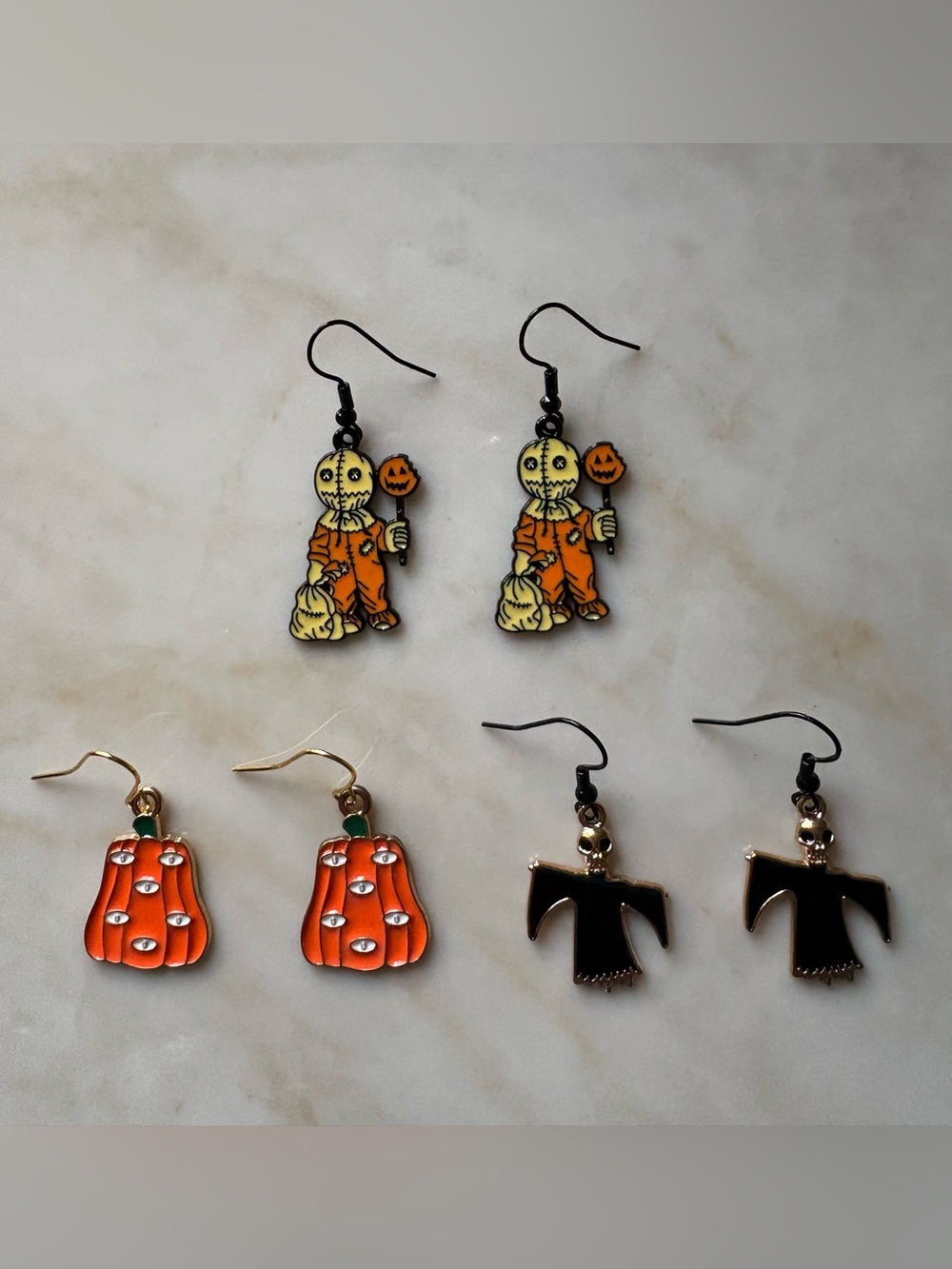 Halloween Pumpkin Dangle Earrings - Orange